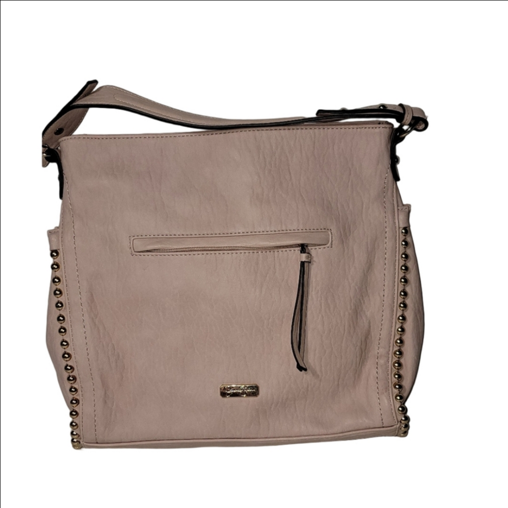 JESSICA SIMPSON "CAMILLE" VEGAN LEATHER PINK STUDDED HOBO BAG